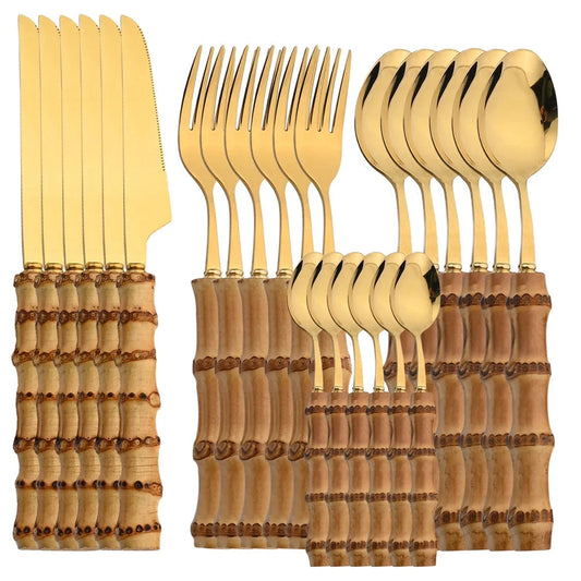 24-Piece Bamboo Cutlery Set – Stylish, Eco-Friendly Dining Essentials 1