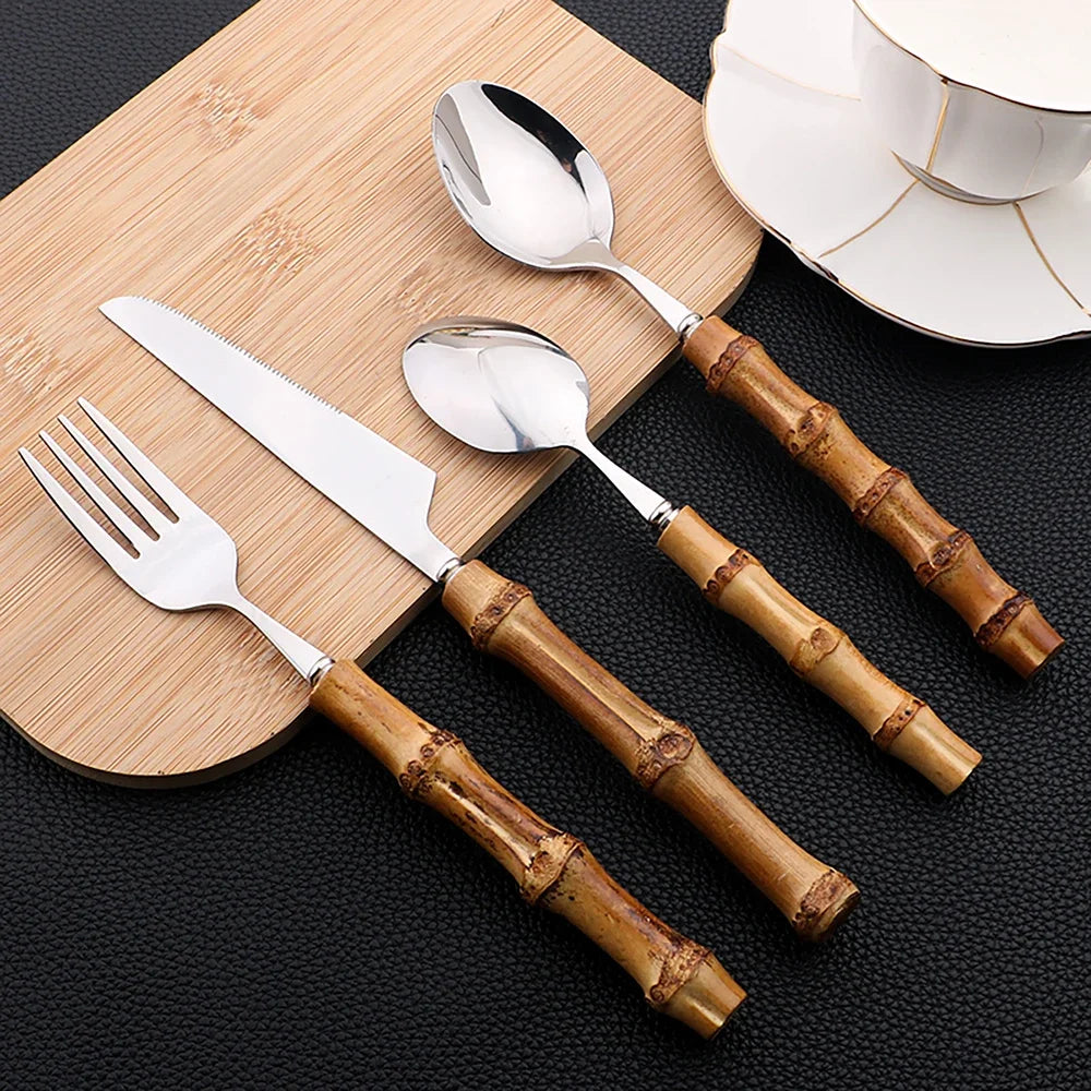 24-Piece Bamboo Cutlery Set – Stylish, Eco-Friendly Dining Essentials 2