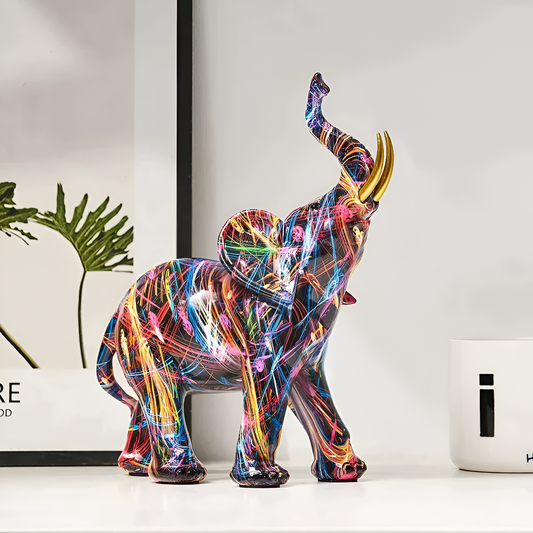Abstract Colorful Elephant Statue – Vibrant Artistry for Your Home Decor 1