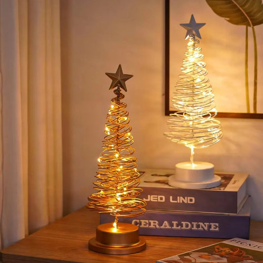 **Artificial Christmas Light Tree** – Elegant Spiral Star Design with Warm Glow 1