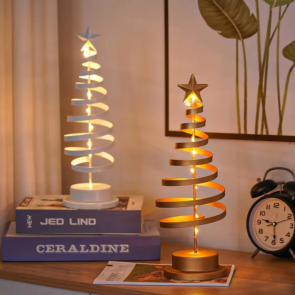 **Artificial Christmas Light Tree** – Elegant Spiral Star Design with Warm Glow 2