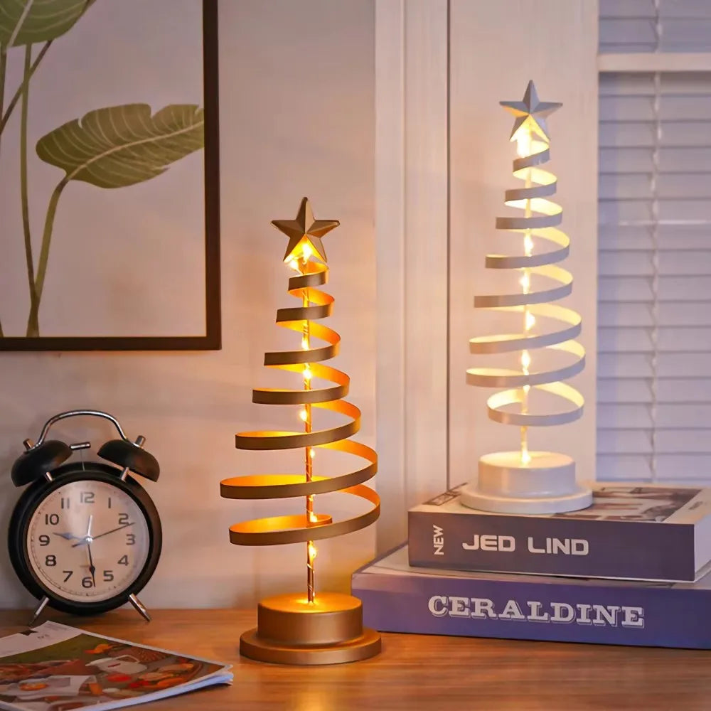 **Artificial Christmas Light Tree** – Elegant Spiral Star Design with Warm Glow 3