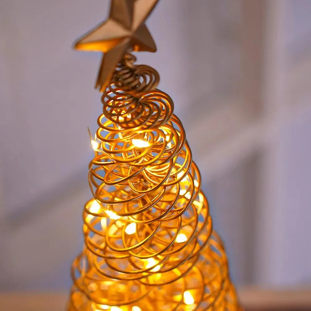 **Artificial Christmas Light Tree** – Elegant Spiral Star Design with Warm Glow 5