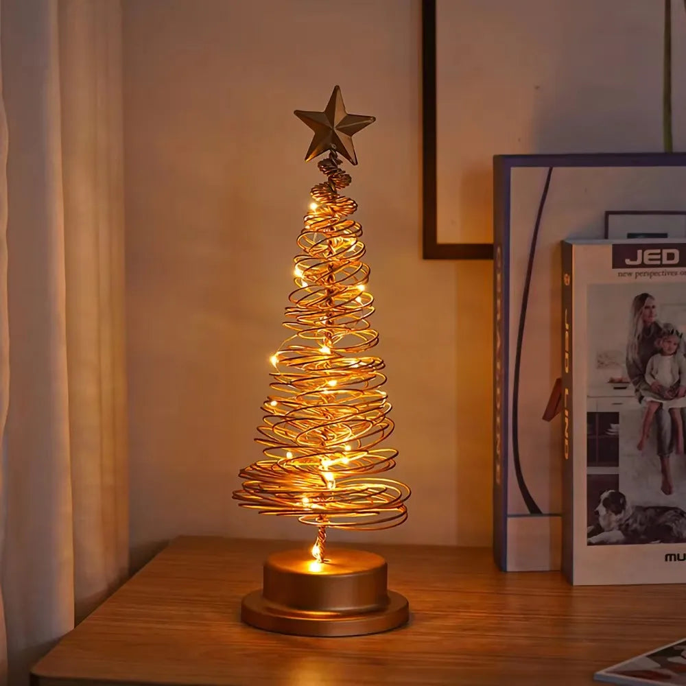**Artificial Christmas Light Tree** – Elegant Spiral Star Design with Warm Glow 6