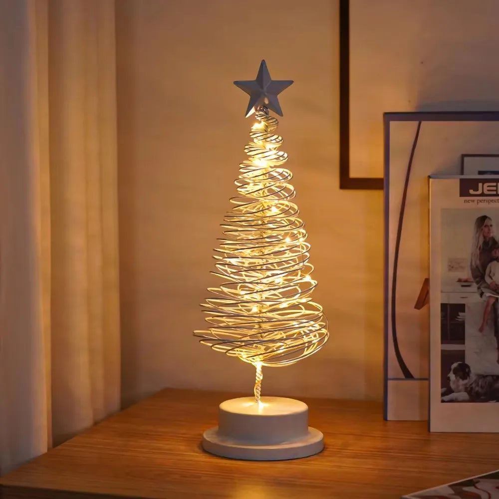 **Artificial Christmas Light Tree** – Elegant Spiral Star Design with Warm Glow 7