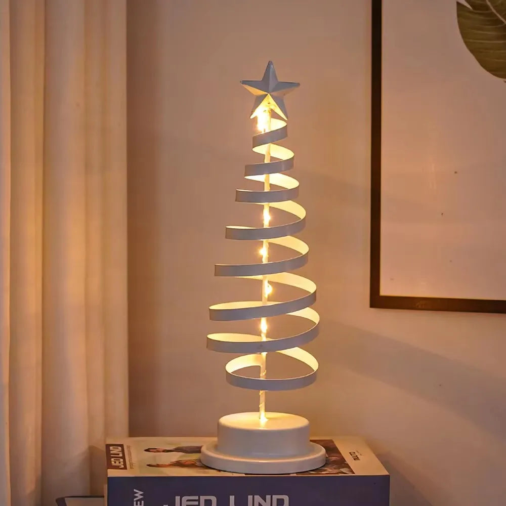**Artificial Christmas Light Tree** – Elegant Spiral Star Design with Warm Glow 8