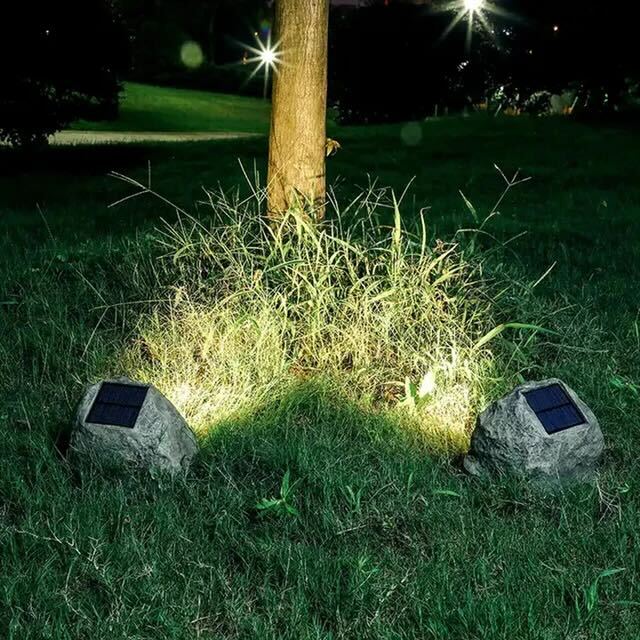 Aura Solar Outdoor Lamp – Elegant Stone Design with Cozy Glow 2