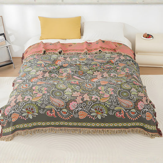 Autumn Leaf Boho Reversible Blanket – Vibrant Comfort for Every Space 1