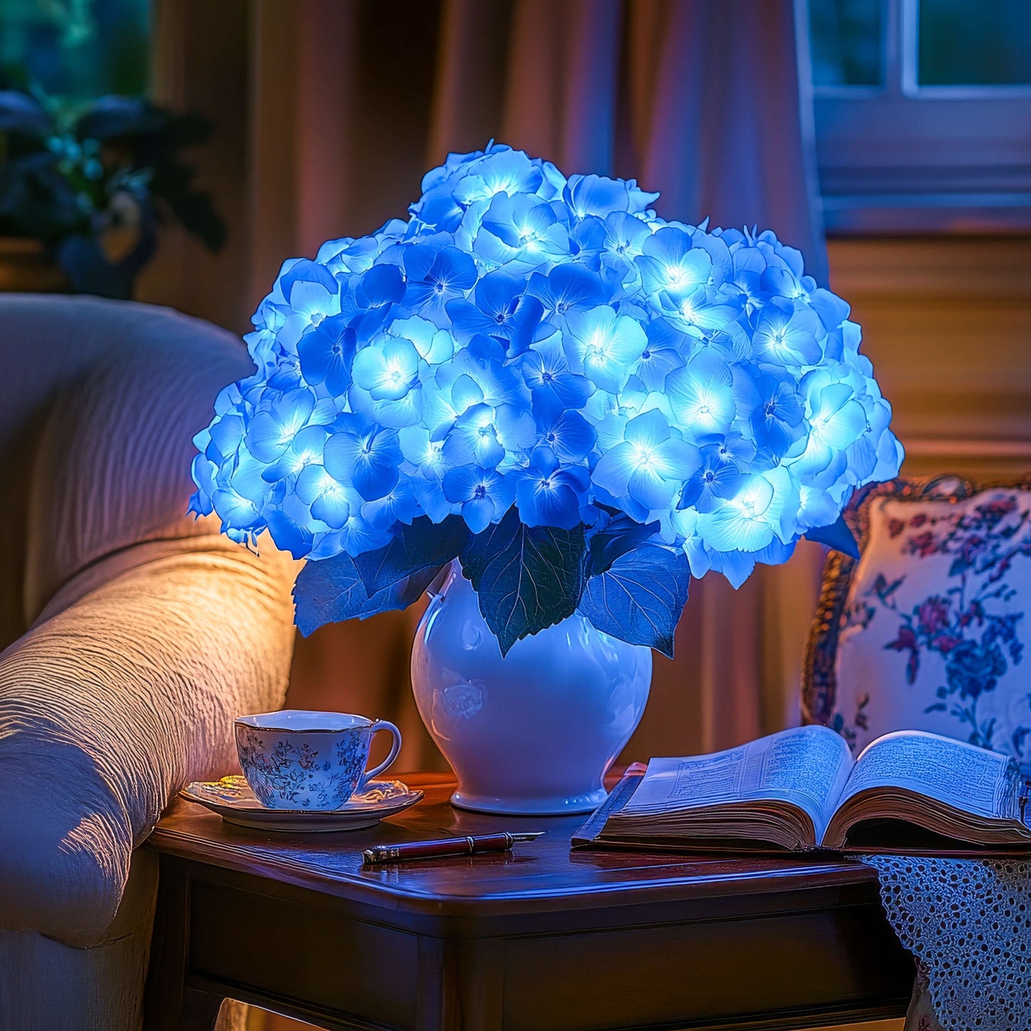 Azure Blue Flower Table Lamp – Charming Glow for Cozy Spaces 2