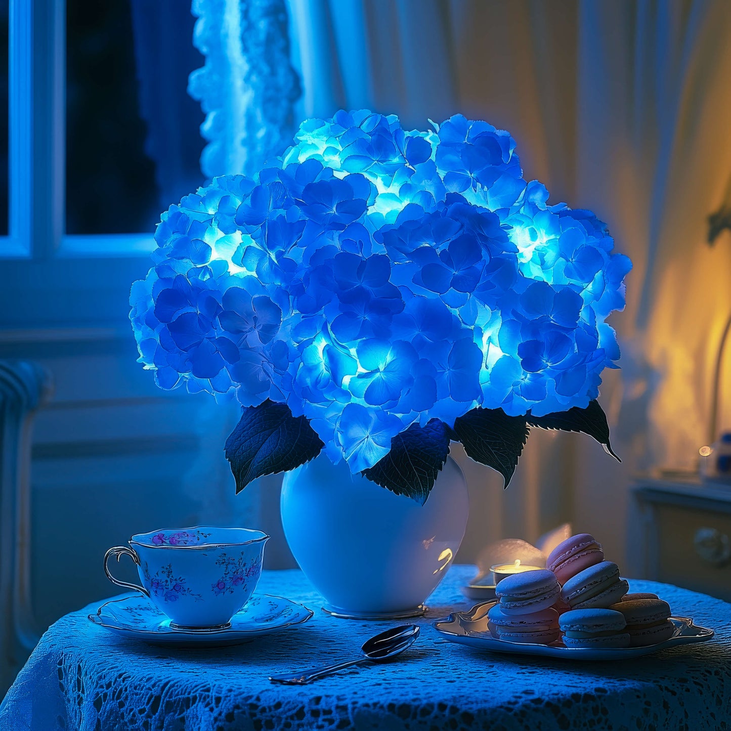Azure Blue Flower Table Lamp – Charming Glow for Cozy Spaces 4