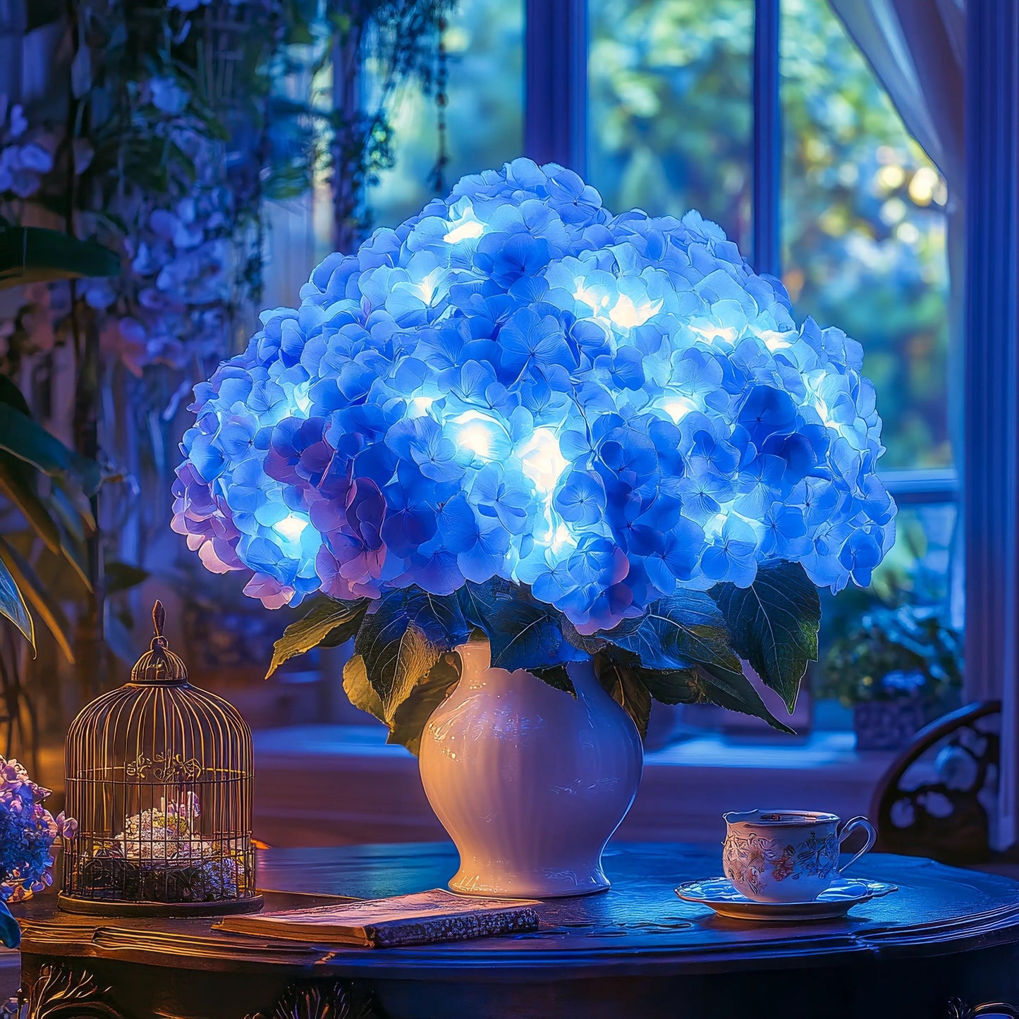 Azure Blue Flower Table Lamp – Charming Glow for Cozy Spaces 5
