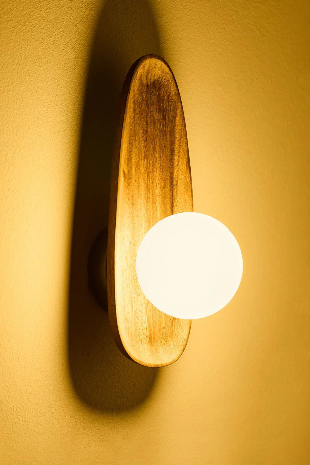 Camille Wall Lamp – Elegant Acacia Wood and Opal Glass Design 2