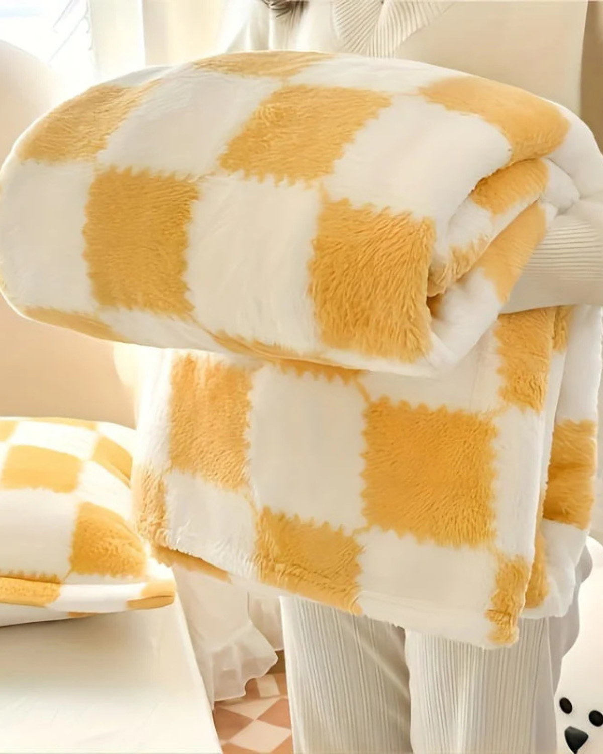 Carré-Douce Plaid – Elegant Diamond Pattern for Cozy Spaces 11