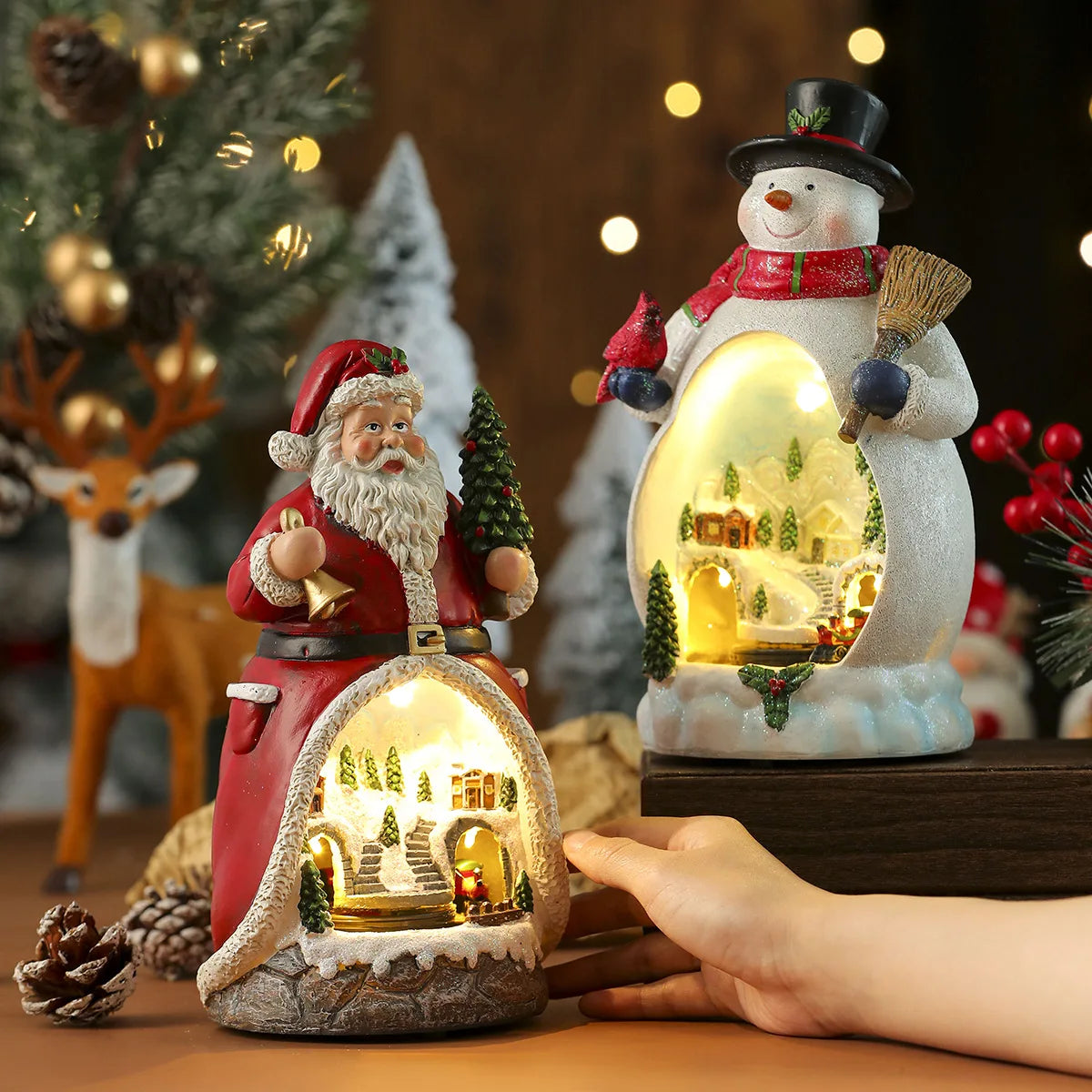 Christmas Cabin Figure Music Box – Illuminated Cheer for Holiday Gatherings 1