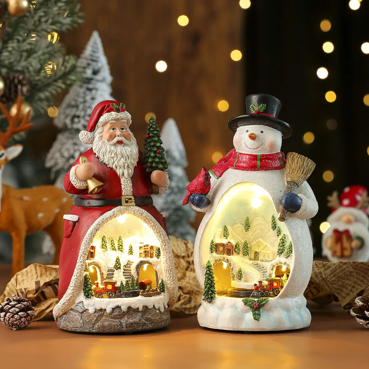Christmas Cabin Figure Music Box – Illuminated Cheer for Holiday Gatherings 2