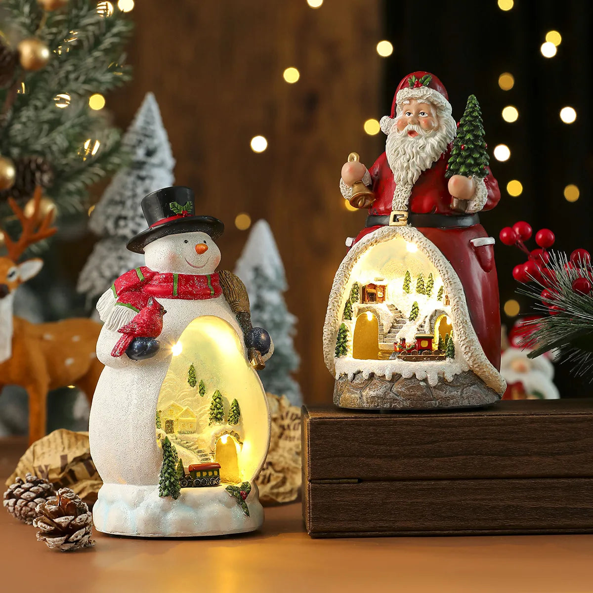 Christmas Cabin Figure Music Box – Illuminated Cheer for Holiday Gatherings 3