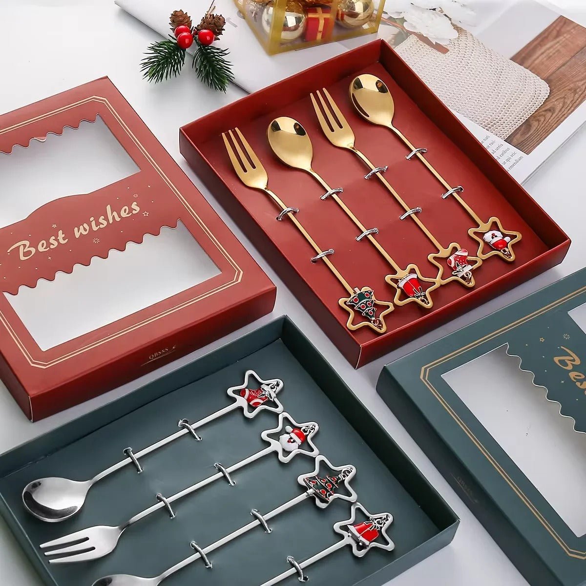 Christmas Dessert Spoon Set – Charming Cutlery for Festive Moments 6