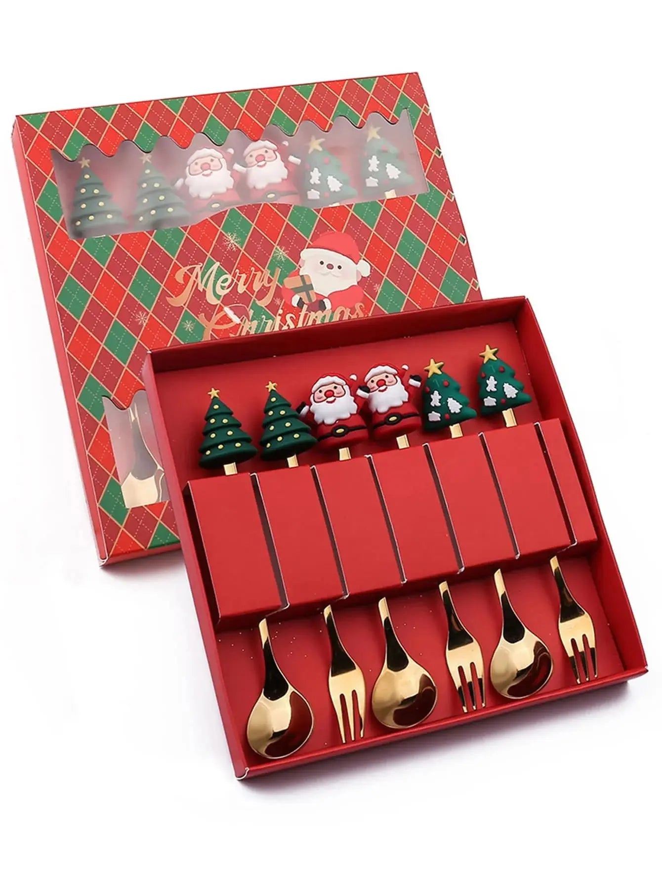 Christmas Fork and Spoon Set – Charming Santa Design for Festive Feasts 10