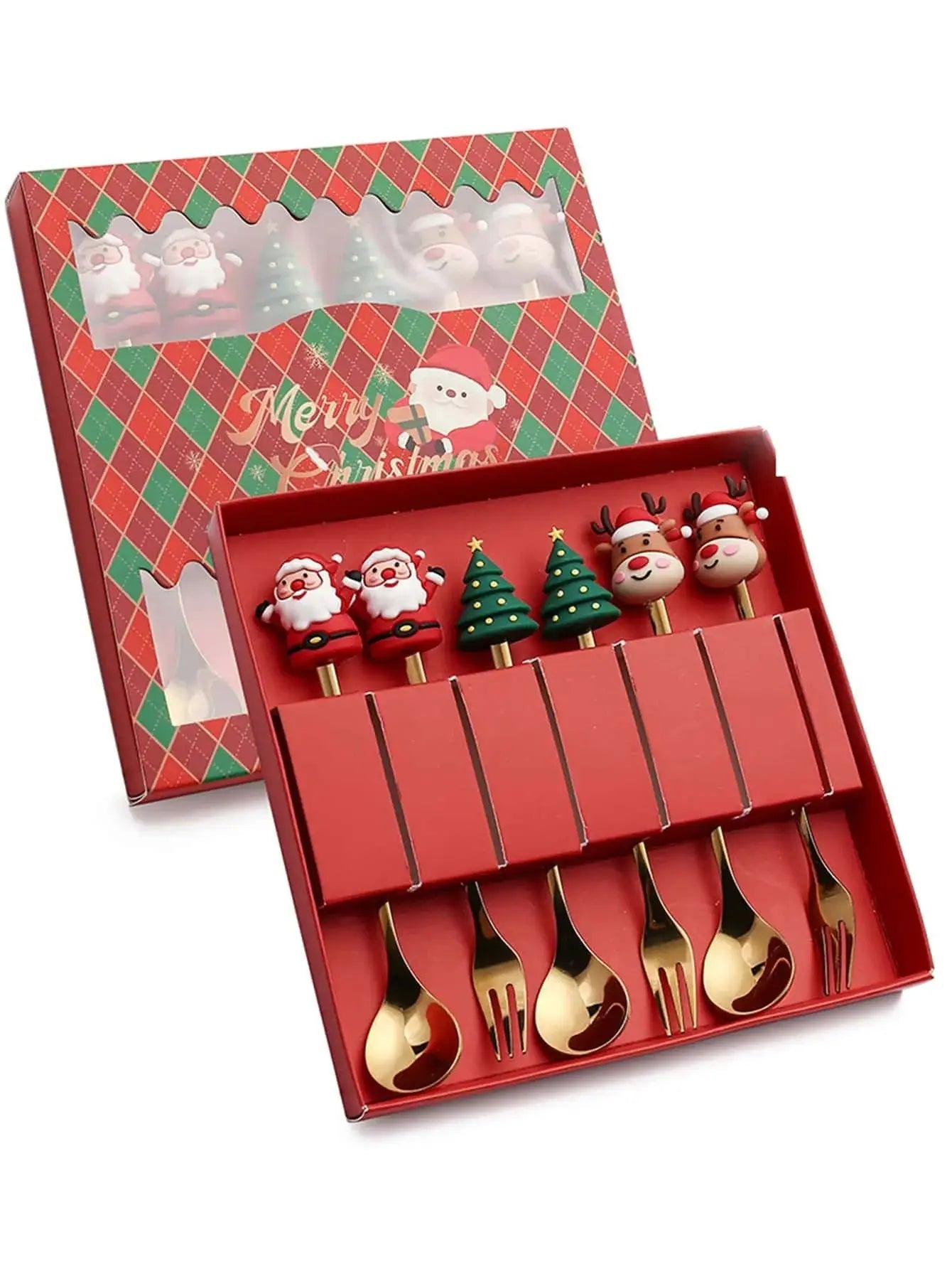 Christmas Fork and Spoon Set – Charming Santa Design for Festive Feasts 11