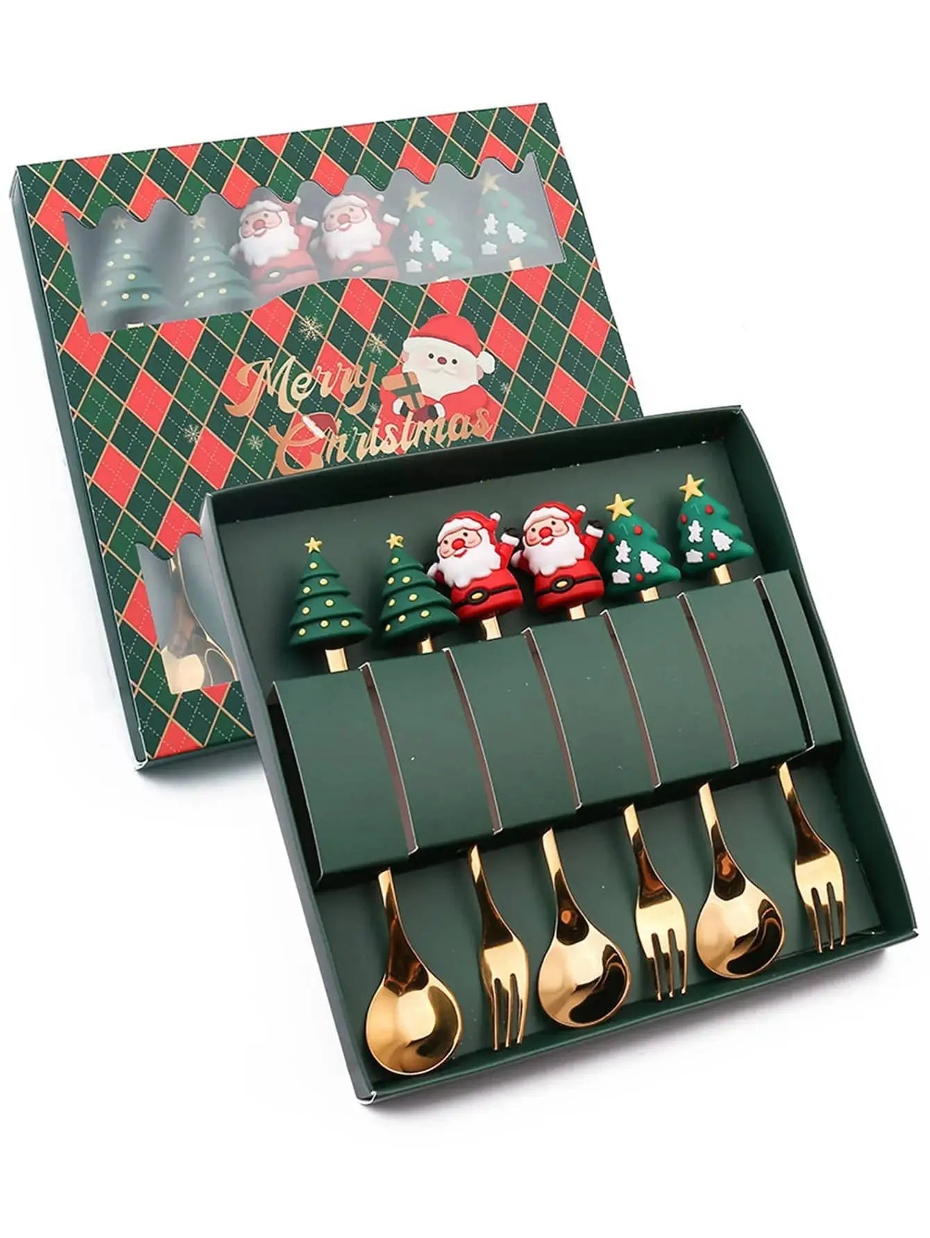 Christmas Fork and Spoon Set – Charming Santa Design for Festive Feasts 5