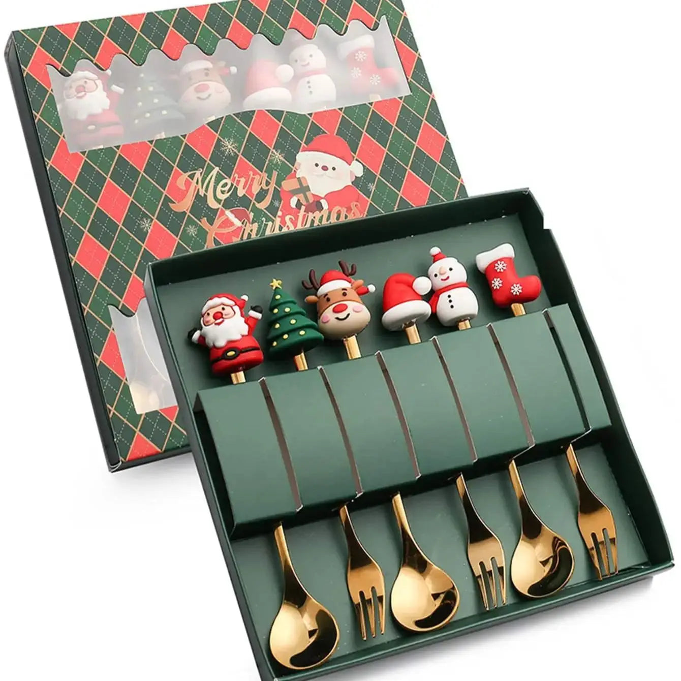 Christmas Fork and Spoon Set – Charming Santa Design for Festive Feasts 7