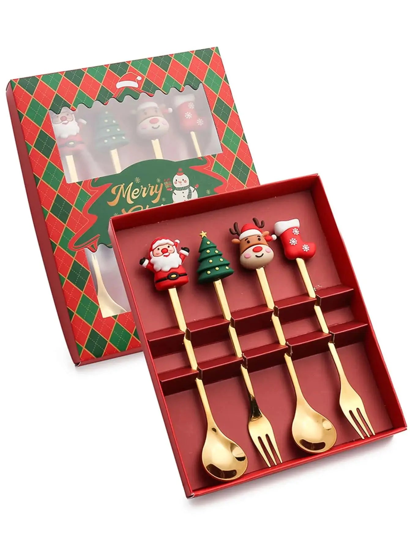 Christmas Fork and Spoon Set – Charming Santa Design for Festive Feasts 9