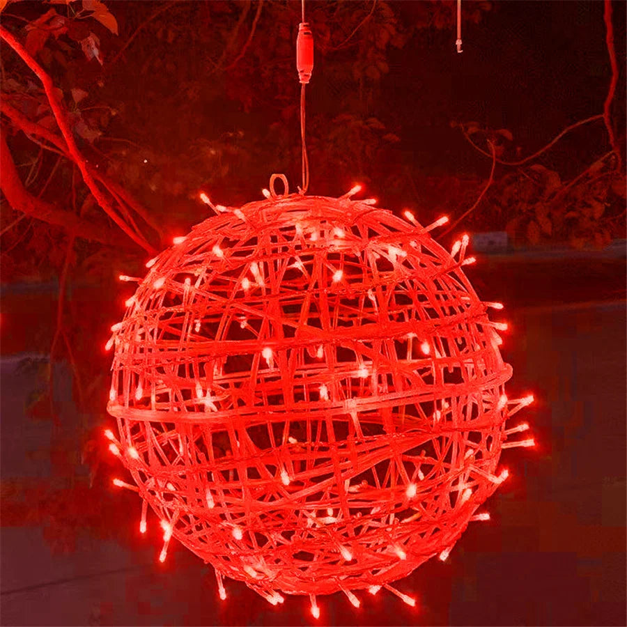 Christmas LED Rattan Ball Garland – Festive Glow for Outdoor Gatherings 10