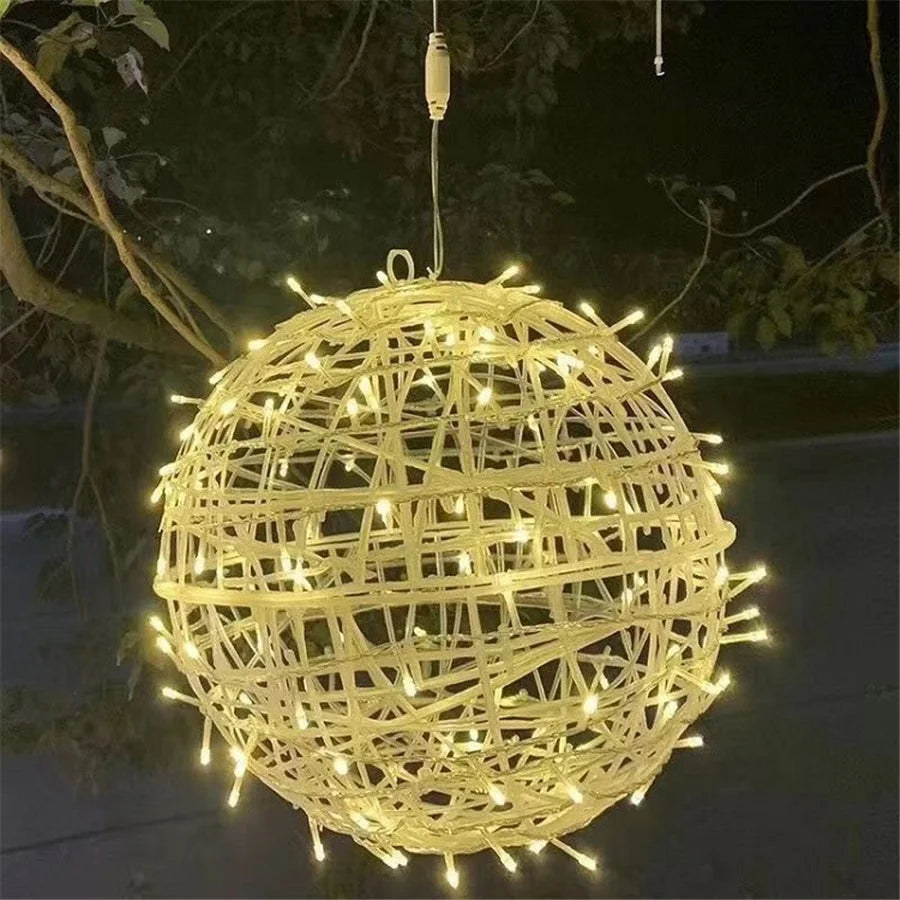 Christmas LED Rattan Ball Garland – Festive Glow for Outdoor Gatherings 11