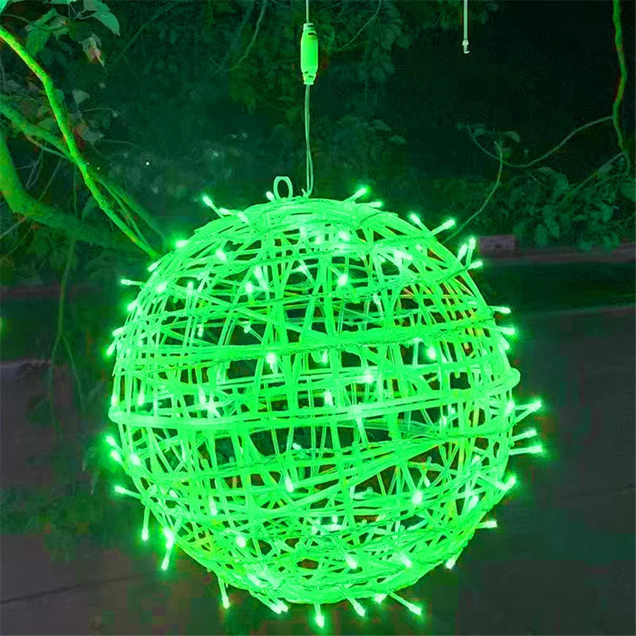 Christmas LED Rattan Ball Garland – Festive Glow for Outdoor Gatherings 8