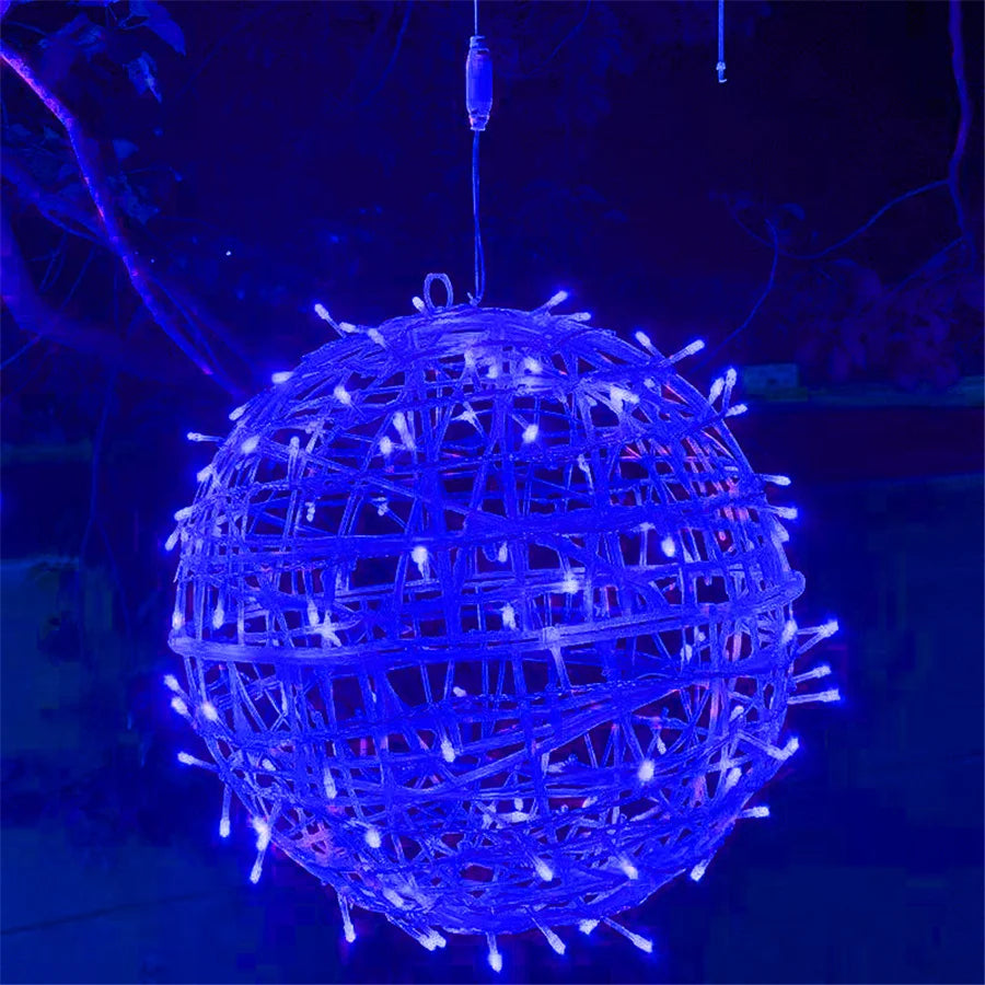 Christmas LED Rattan Ball Garland – Festive Glow for Outdoor Gatherings 9