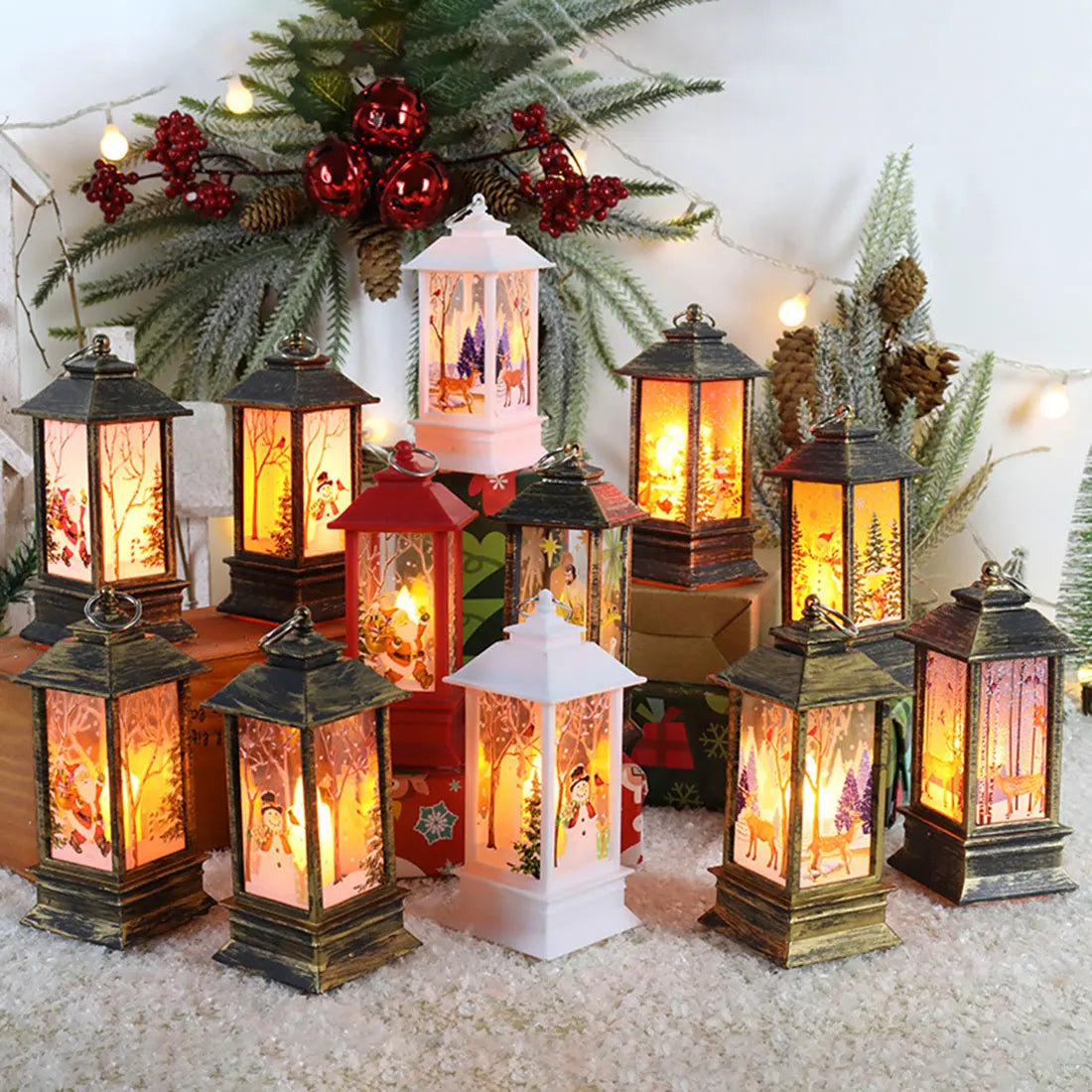 Christmas Lantern Moose Snowman – Enchanting Glow for Festive Atmosphere 3