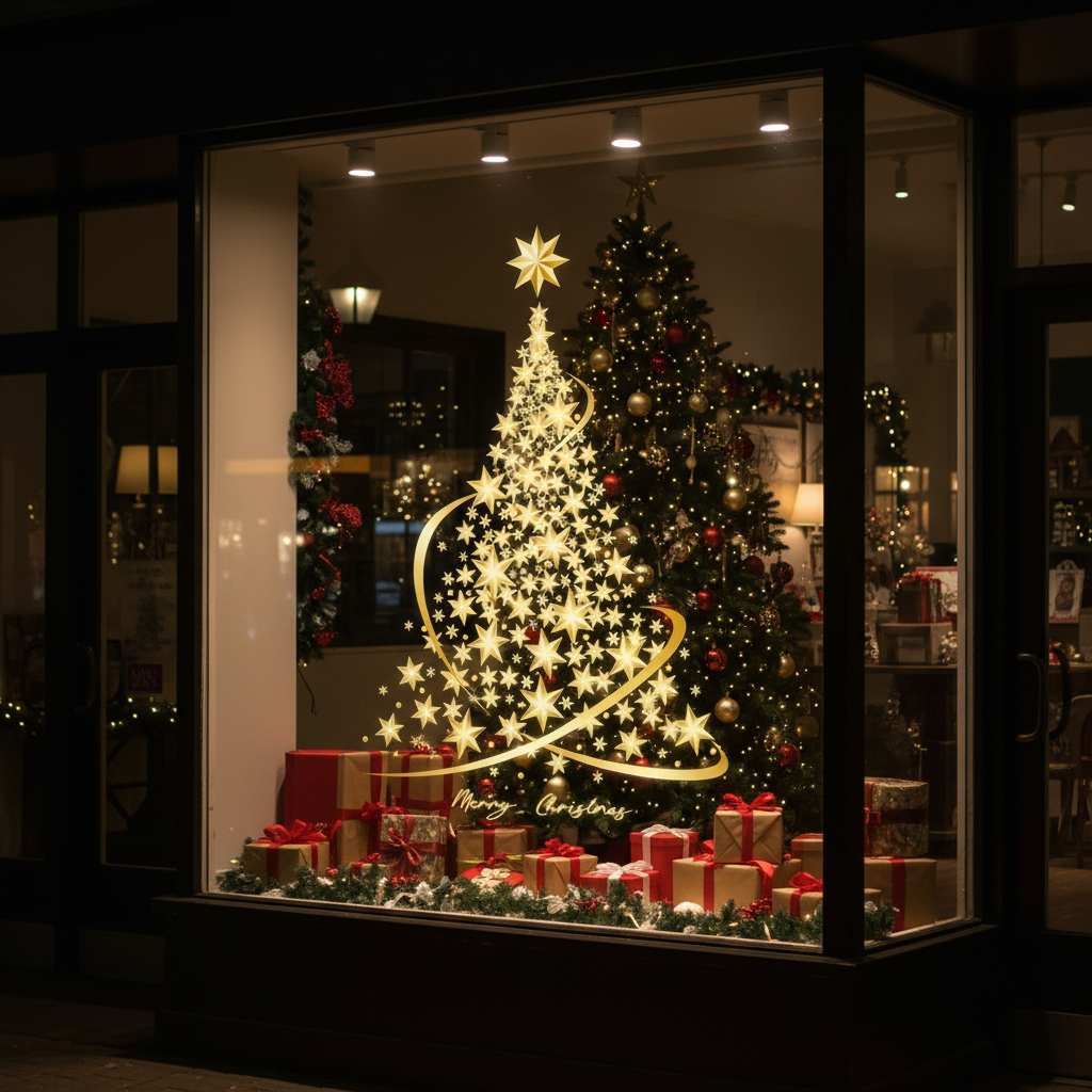 Christmas Window Sticker Gold – Stylish Addition for Holiday Cheer 1