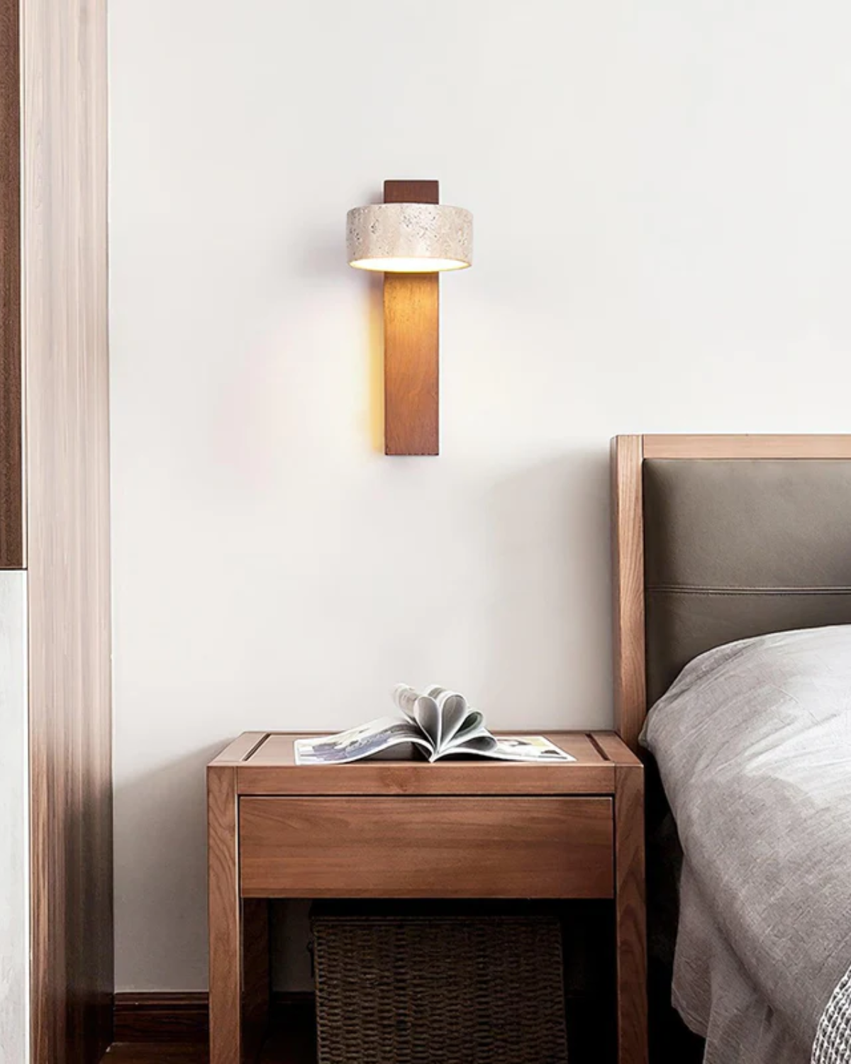Decorative Wall Lamp Stone Wood Column – Natural Material Design for Cozy Atmosphere 2