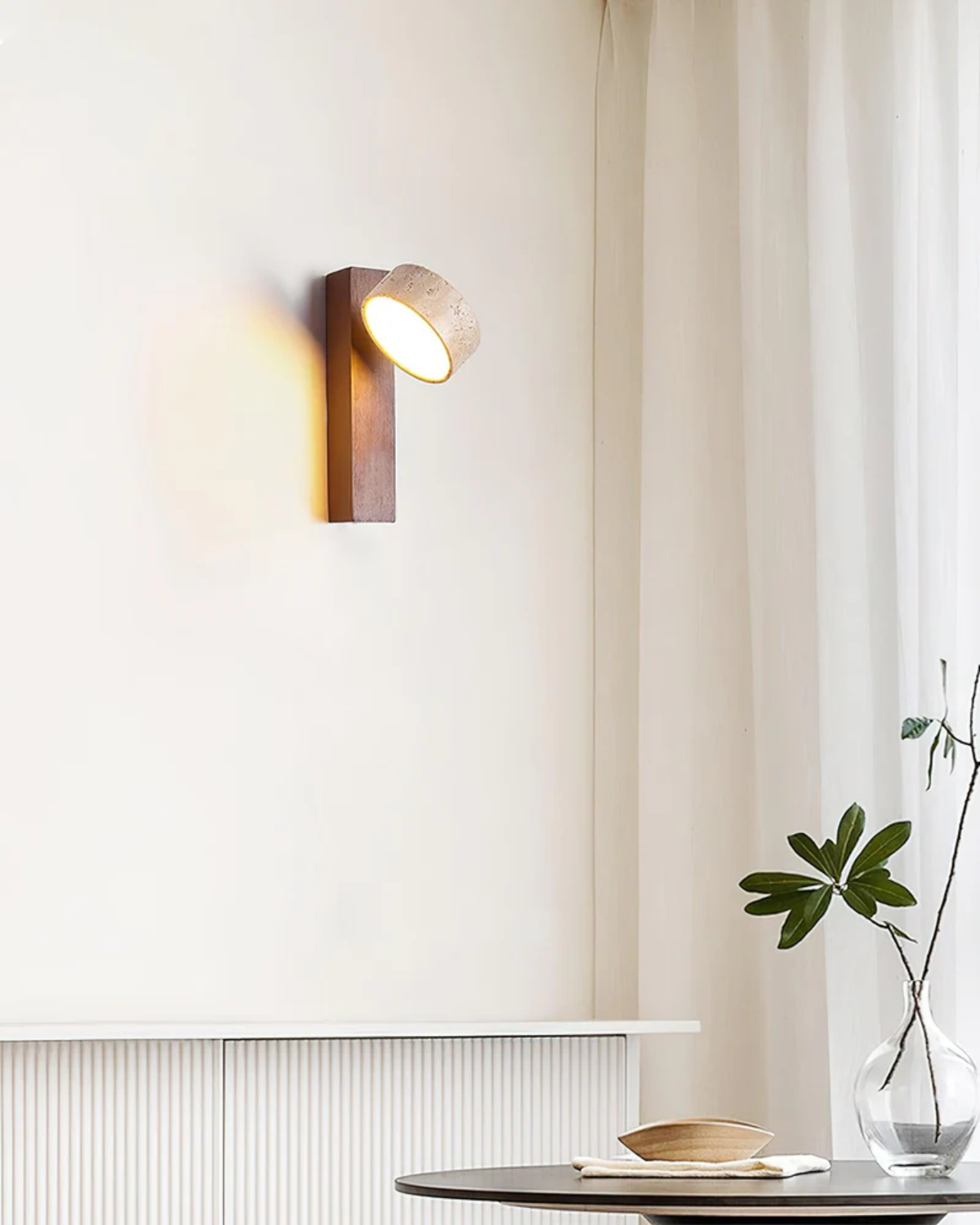 Decorative Wall Lamp Stone Wood Column – Natural Material Design for Cozy Atmosphere 3