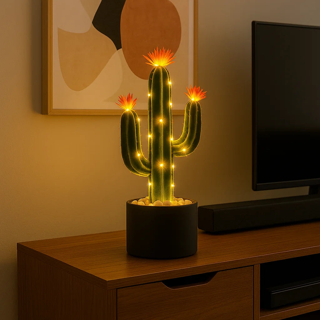 Desert Blossom Cactus Table Lamp – Charming Green Glow for Any Space 2