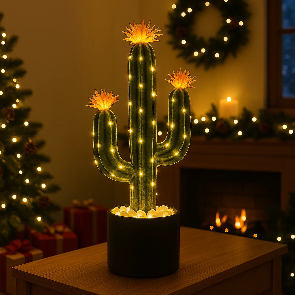 Desert Blossom Cactus Table Lamp – Charming Green Glow for Any Space 4