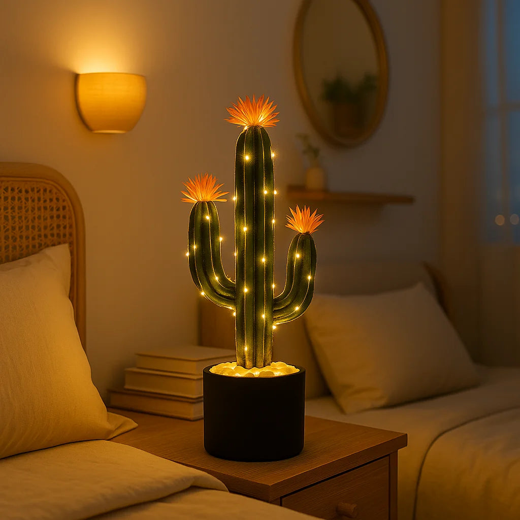 Desert Blossom Cactus Table Lamp – Charming Green Glow for Any Space 5