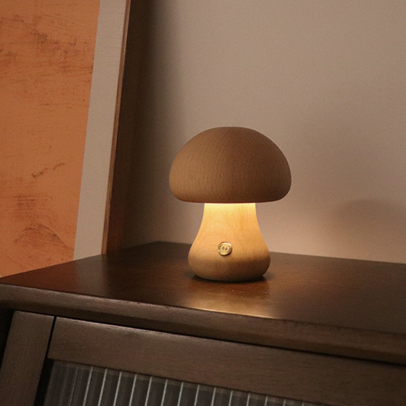 EcoGlow Wooden Mushroom Night Light – Rechargeable Soothing Glow for Kids 15