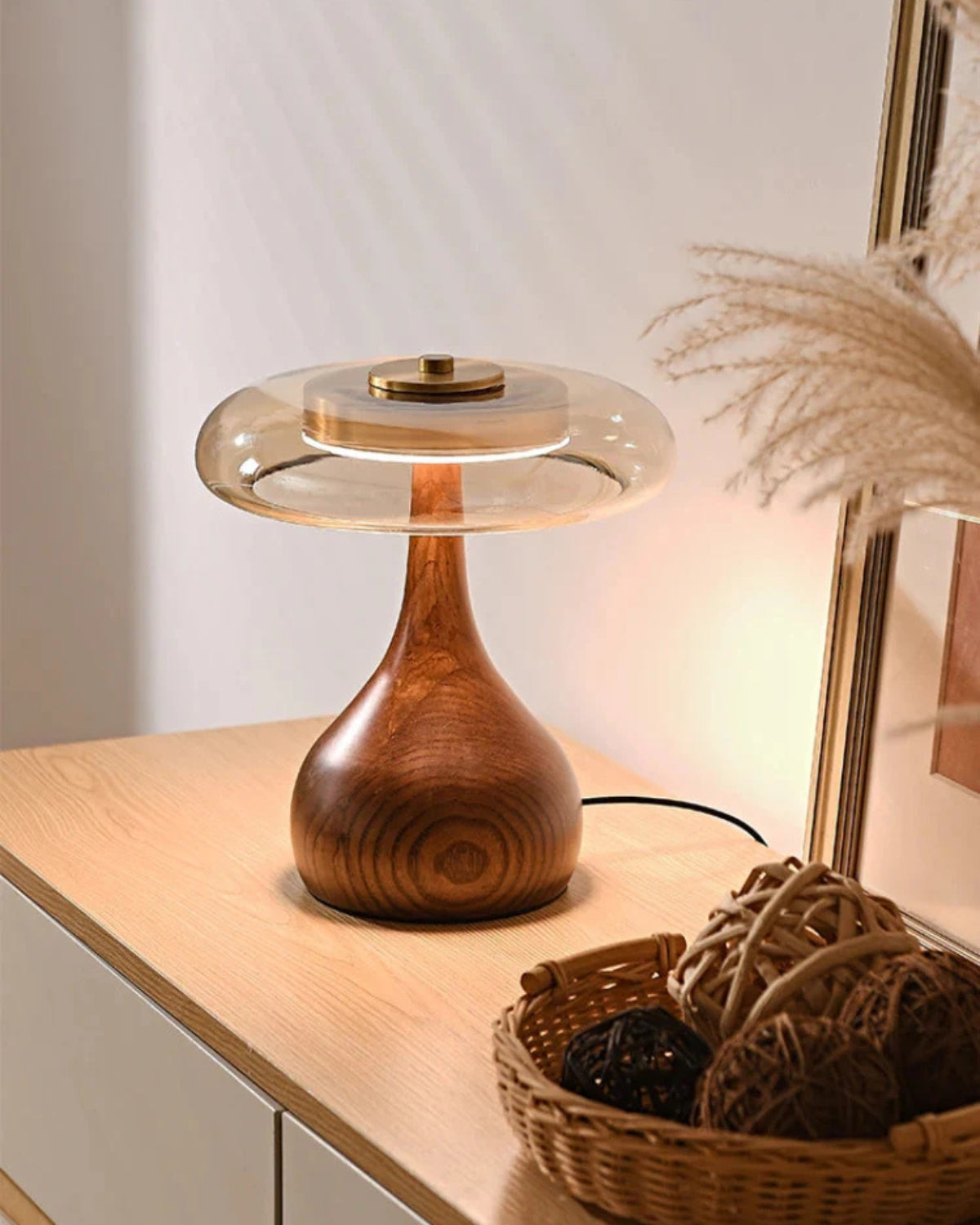 Elegant Table Lamp Wood Glass – Soft, Inviting Glow for Cozy Spaces 4
