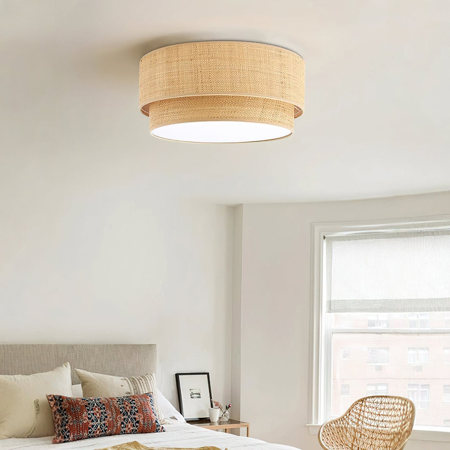 Emiko Rattan Pendant Light – Handwoven Raffia Style with Warm Glow 2