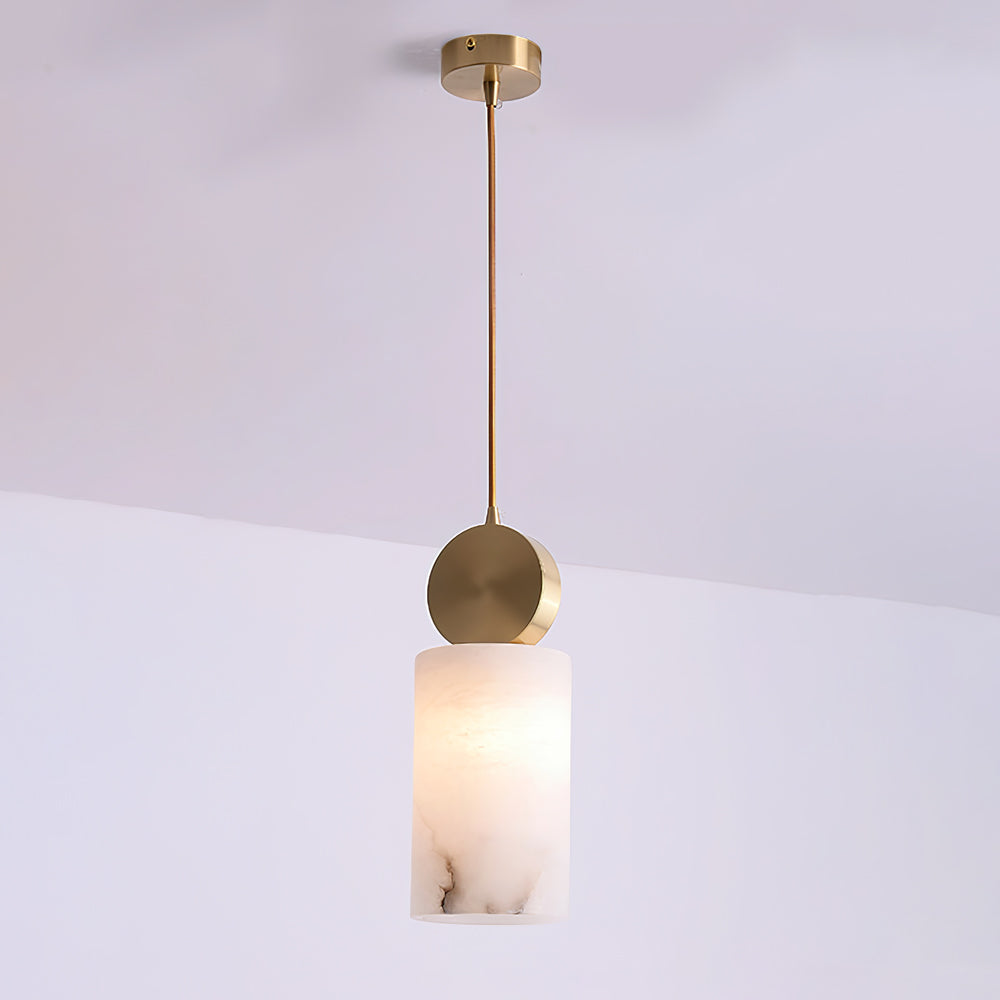 Etruscan Alabaster Pendant Light – Cozy Ambiance with Elegant Brass Shade 4