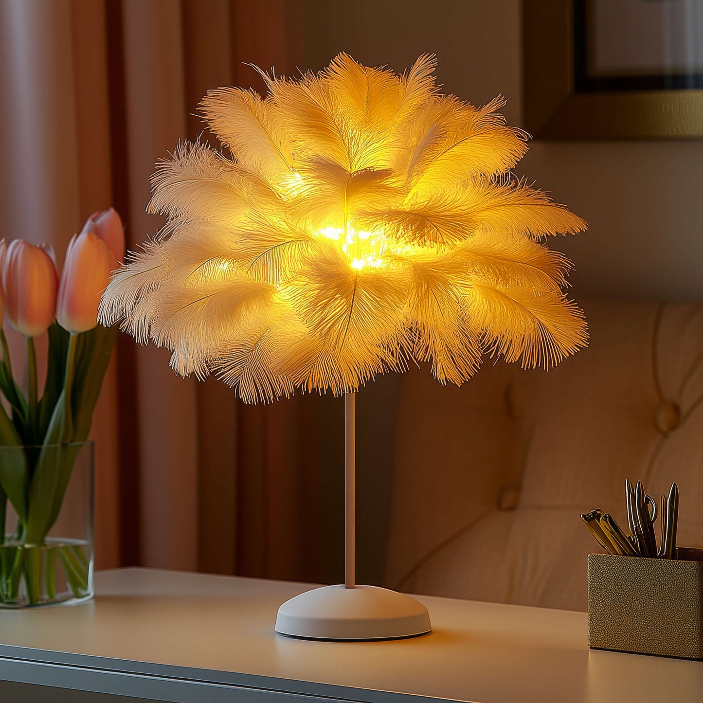 Feathered Fantasy Table Lamp – Elegant Nature-Inspired Illumination for Cozy Nights 5