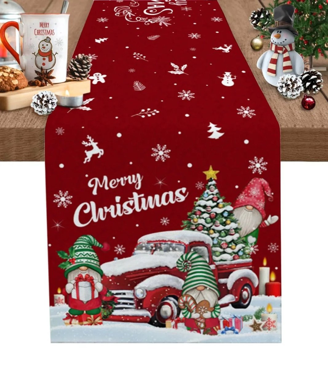 Festive Christmas Table Runner – Elegant Linen Accent for Holiday Gatherings 12