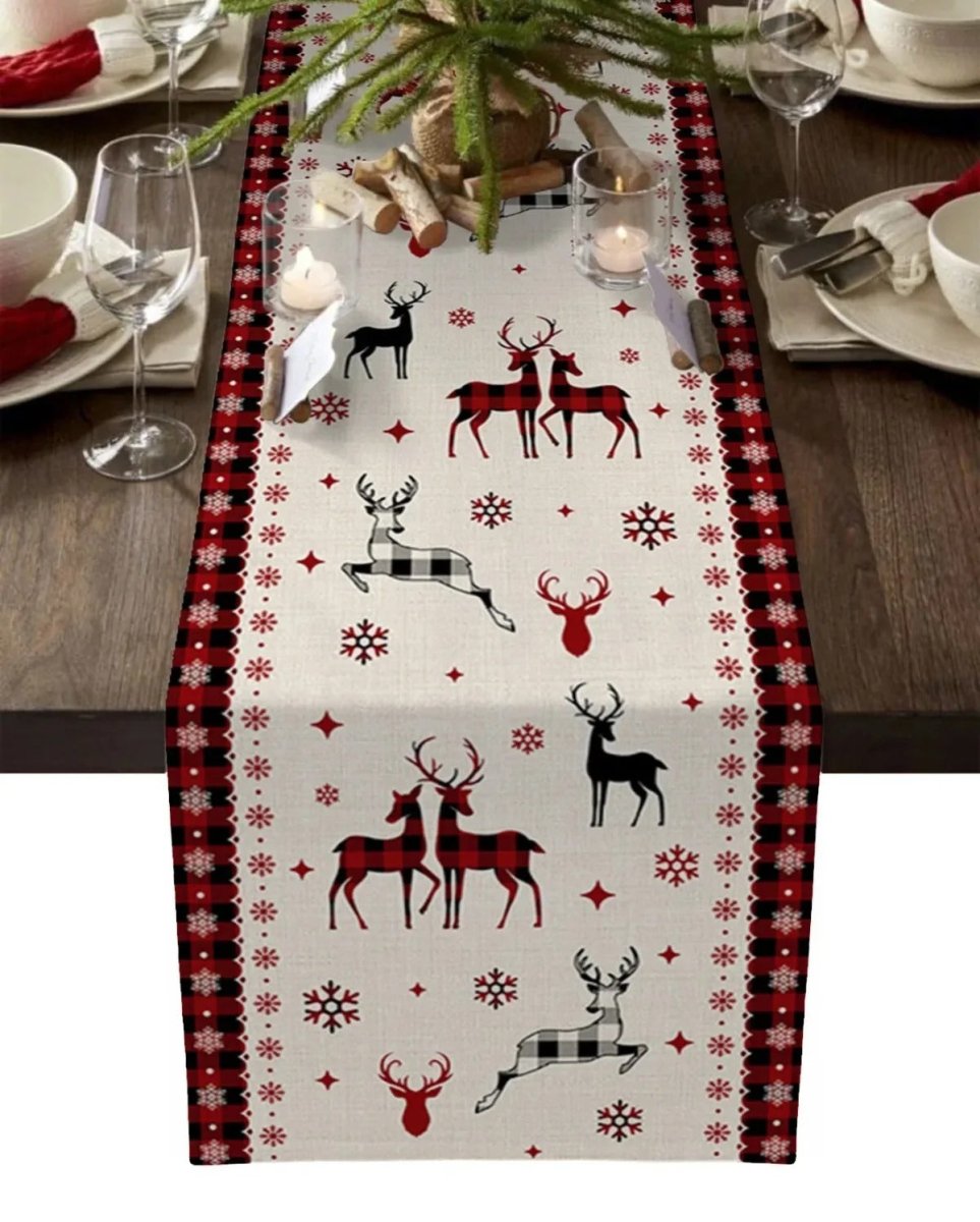 Festive Christmas Table Runner – Elegant Linen Accent for Holiday Gatherings 13