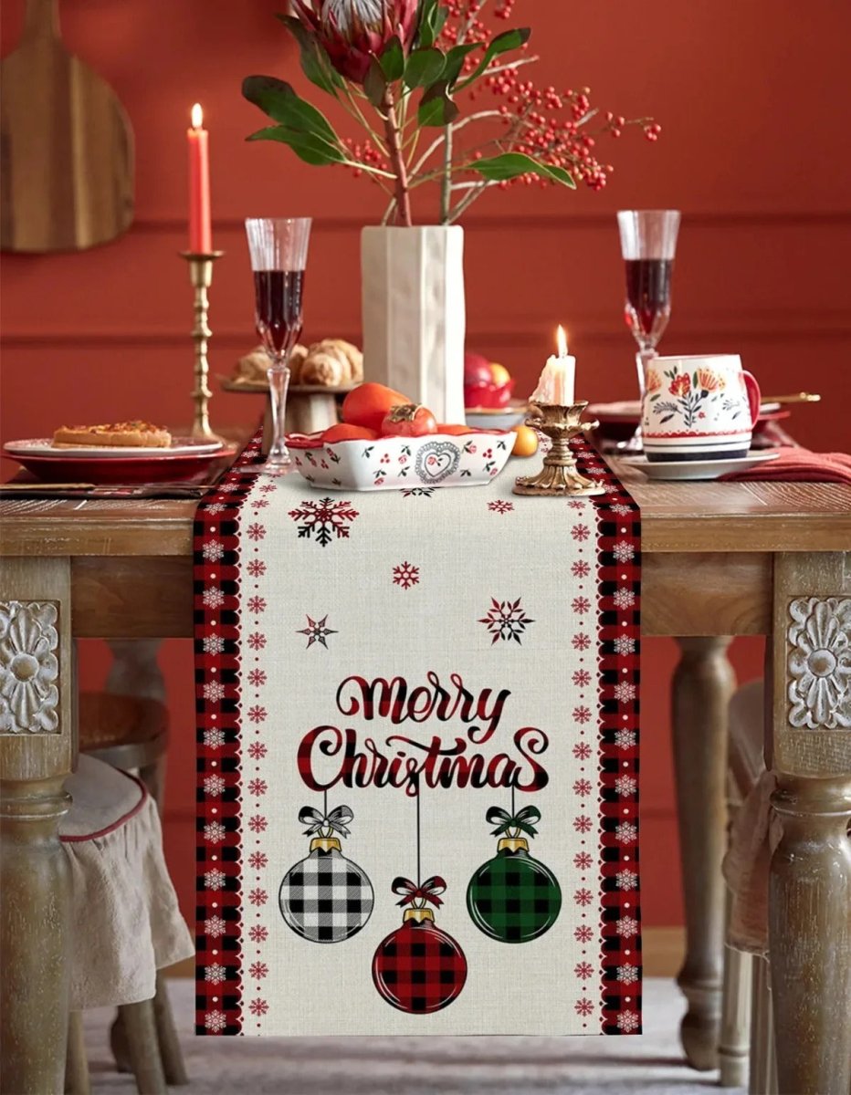 Festive Christmas Table Runner – Elegant Linen Accent for Holiday Gatherings 4