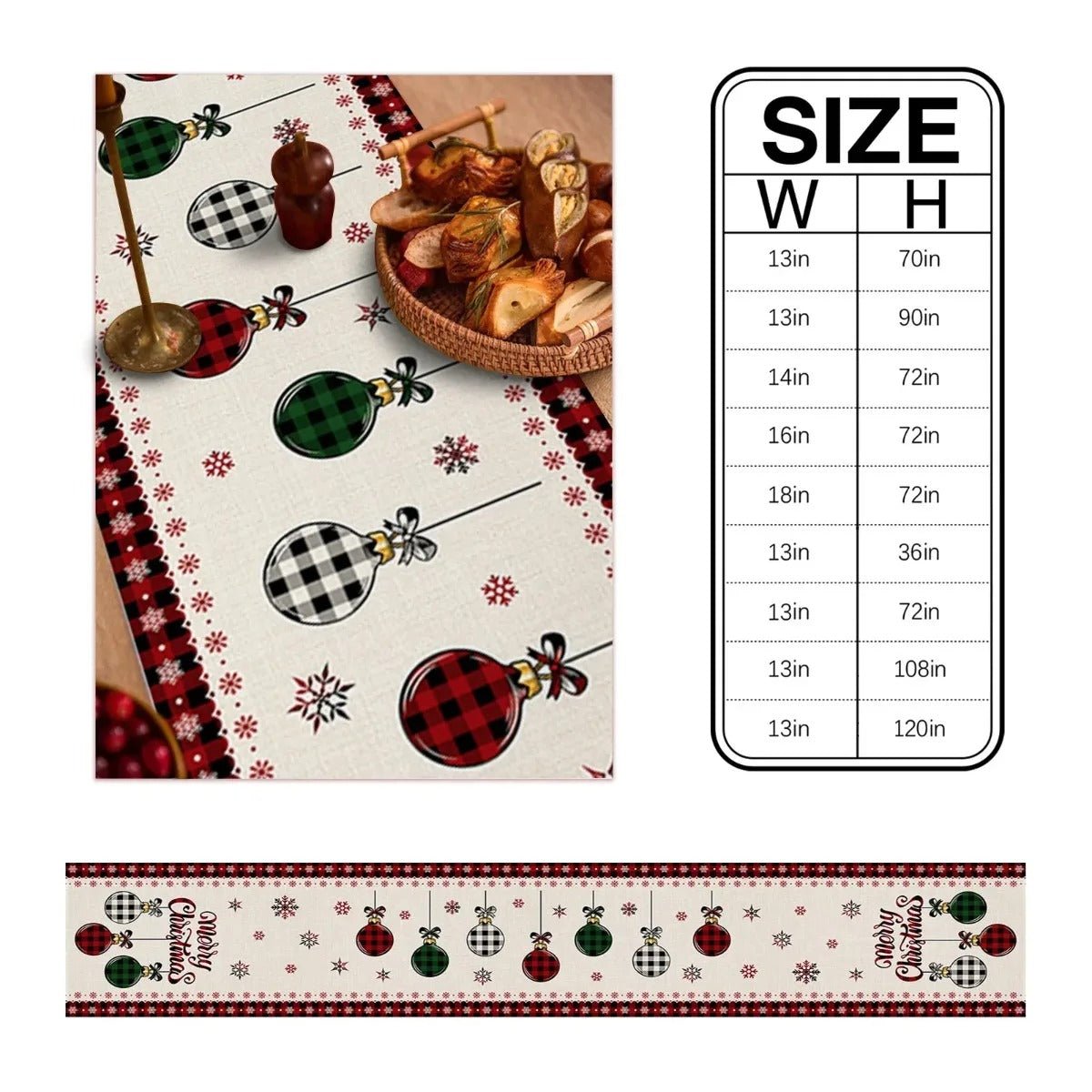 Festive Christmas Table Runner – Elegant Linen Accent for Holiday Gatherings 5