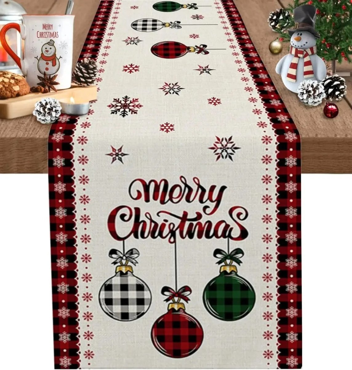 Festive Christmas Table Runner – Elegant Linen Accent for Holiday Gatherings 8