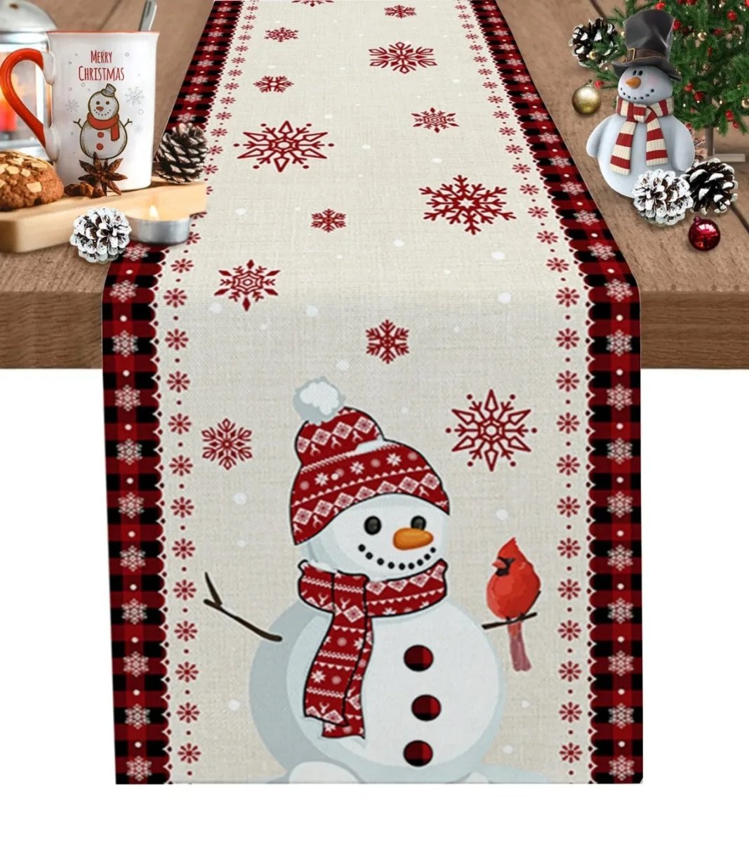 Festive Christmas Table Runner – Elegant Linen Accent for Holiday Gatherings 9