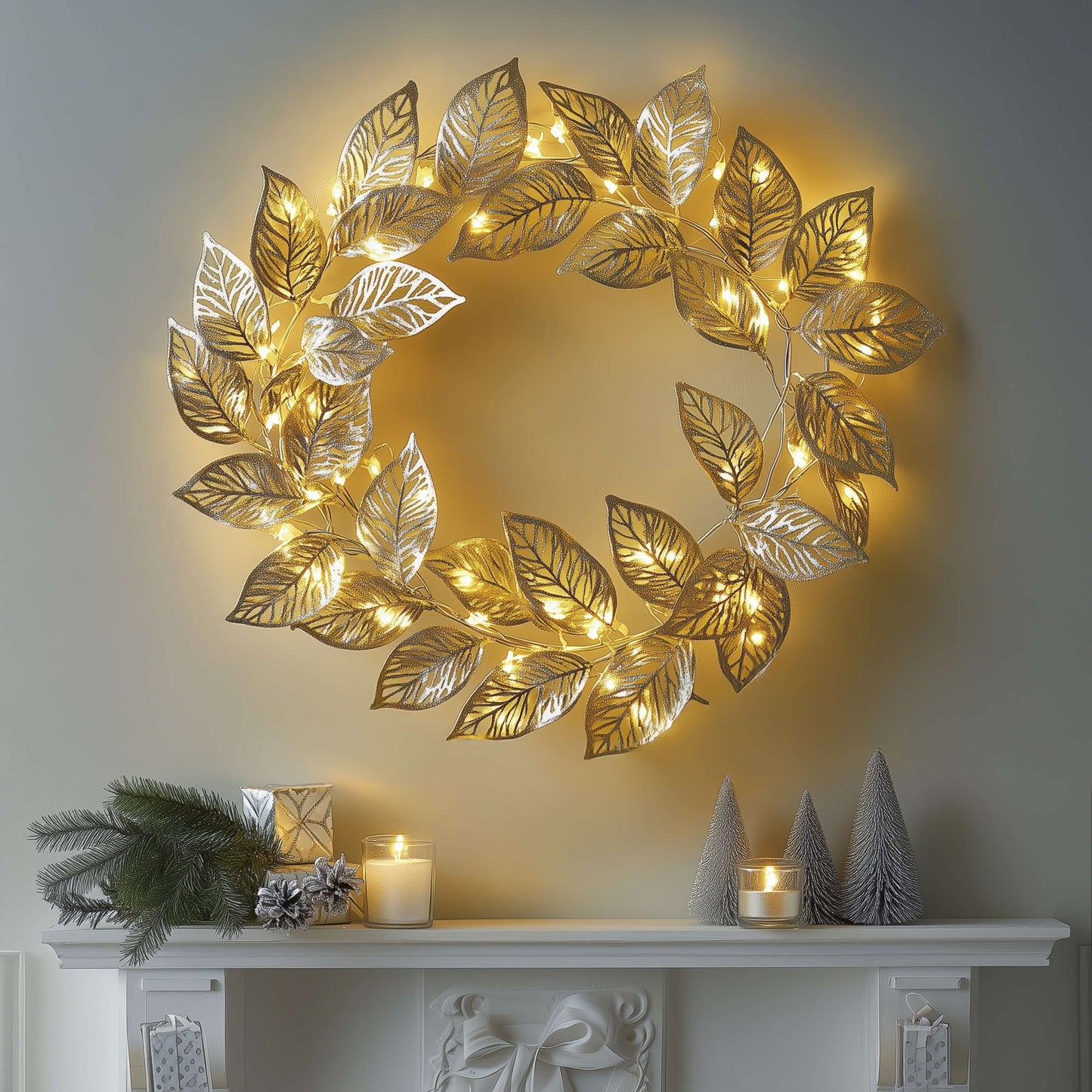 Golden Leaf Wreath – Radiant Elegance for Festive Moments 3