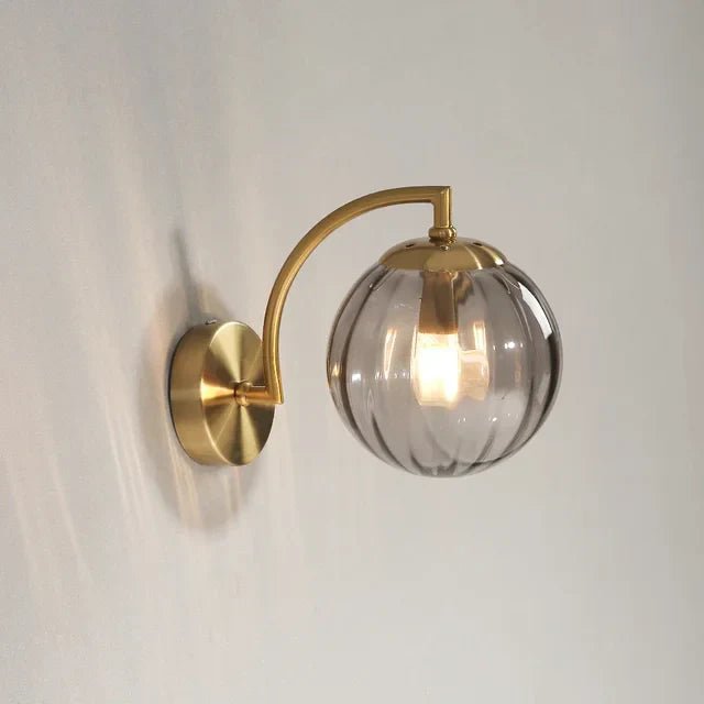Golden Wall Lights With Ribbed Glass Ball – Elegant Design for Cozy Atmosphere 0